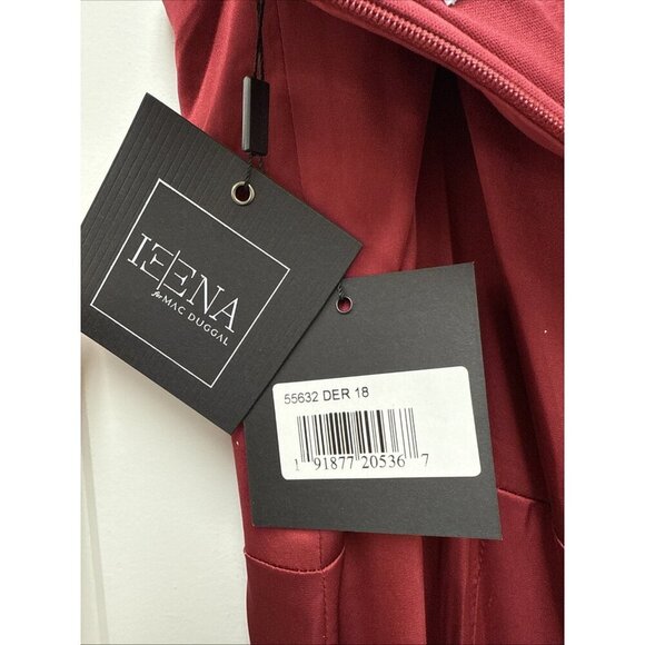 Mac Duggal Size 18 Burgundy 55632 Satin One Shoulder Puff Sleeve Trumpet Gown - Picture 10 of 10